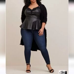 NWOT TORRID 2X Peplum Faux Leather Lace Trim Cami